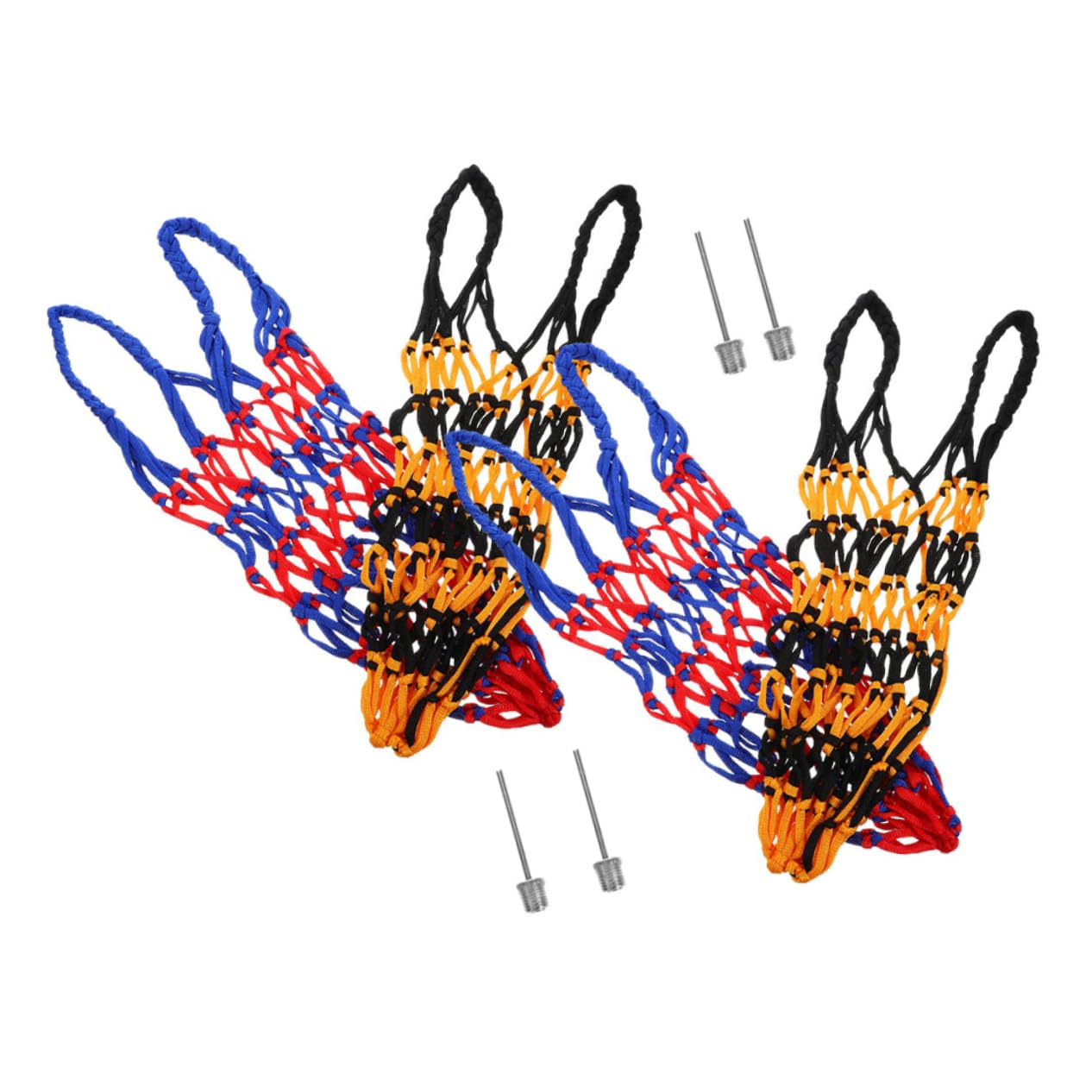 BRIGHTFUFU 4Sets Basketball Net Bag Portable Nylon Sports Ball Carrier for Training Outdoor Use and Storage Includes Net Inflator Durable Mesh Design for