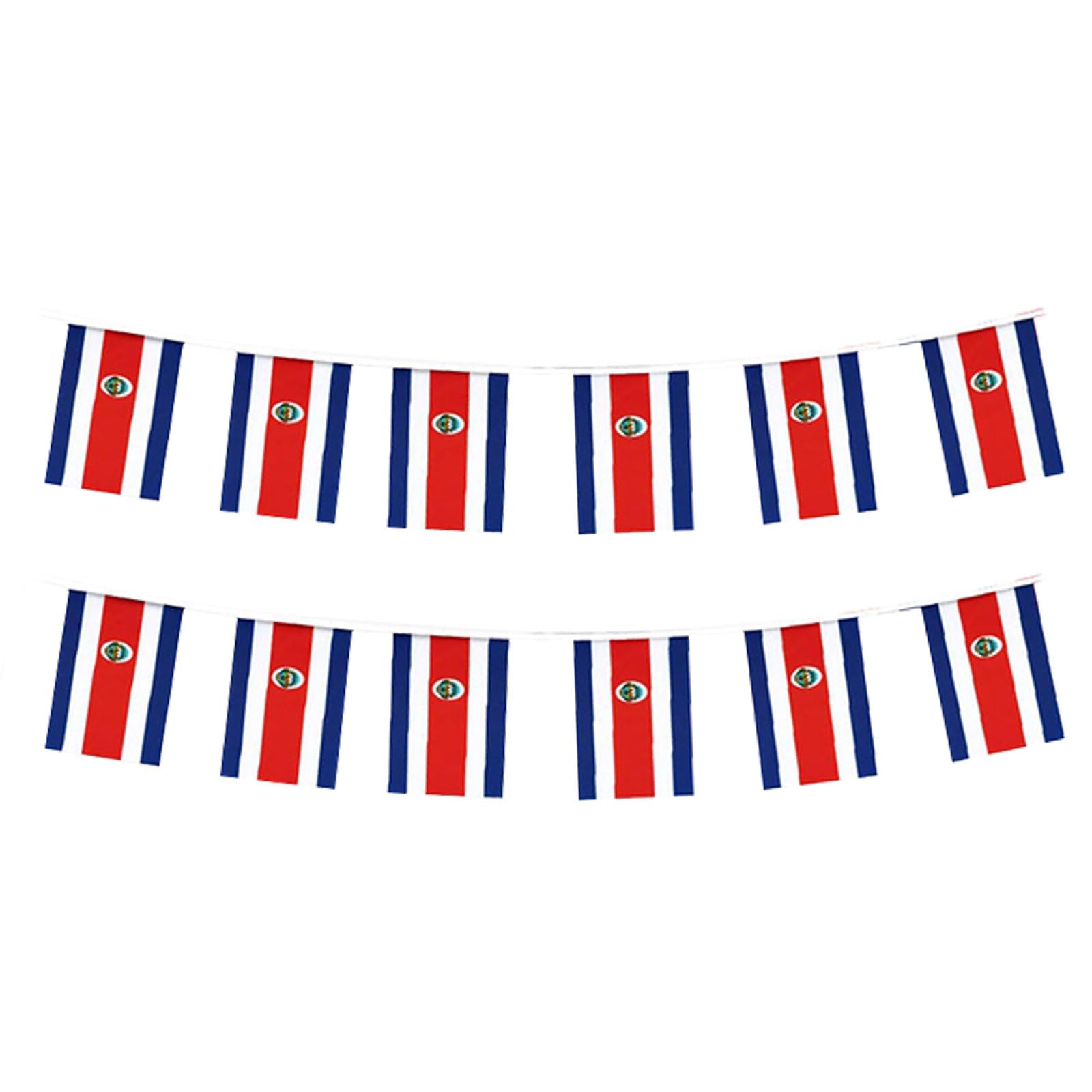 Costa Rica String Flag, Costa Rican Flag Banner Bright Color Durable Polyester 33 Ft 30 Flags for School, Garden, Festivals, Indoor Outdoor Costa Rica