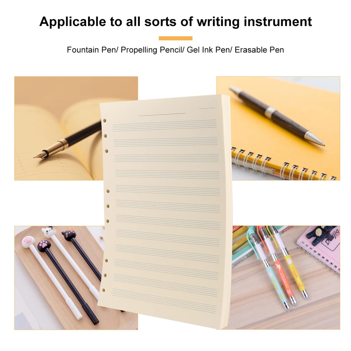 STOBOK Ricarica Per Spartiti Musicali 100 Fogli Carta Manoscritta a Fogli Sciolti 2mm 12 Righe Per Musicisti e Studenti Carta Composizione Musicale