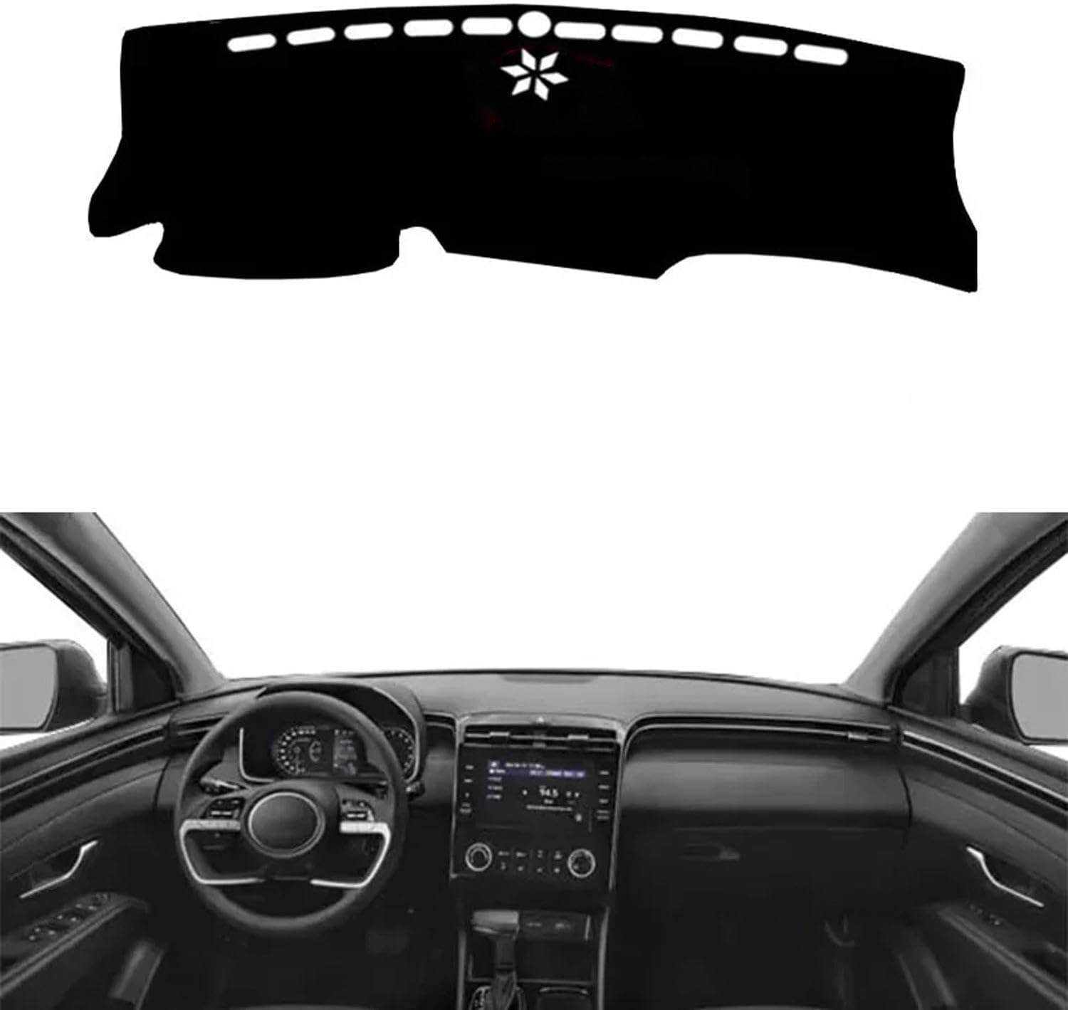 HATHWAY Fit for Hyundai Tucson NX4 2021-2024 LHD (with Audio Hole), Car Dashboard Cover, Dash Cover Mat Non-Slip Pad Protector Carpet, Dash Covers, Lhd/Black Edge