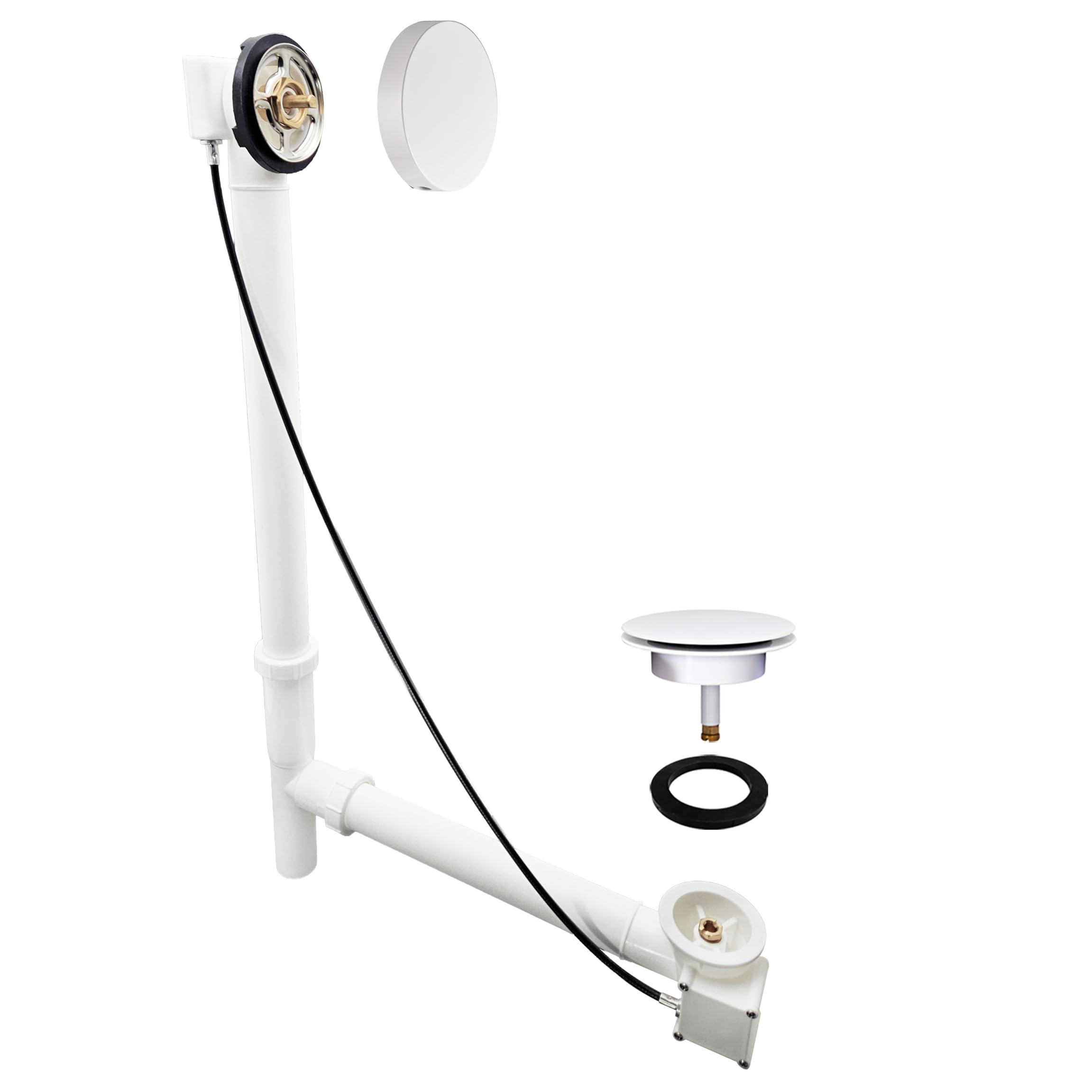 Vidange de baignoire à câble Westbrass D50P27TLERE-50 avec bouton rotatif et bouchon pop-up de 68,6 cm