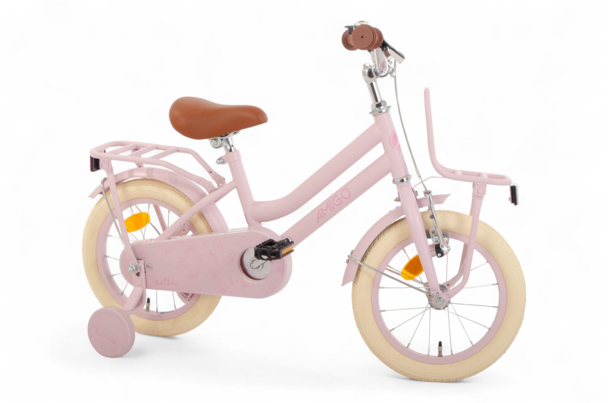 AMIGO Bella - Kinderfahrrad - 14 Zoll - mit Handbremse, Rücktritt, Lenkerpolster und Stützräder - ab 4-5 Jahr