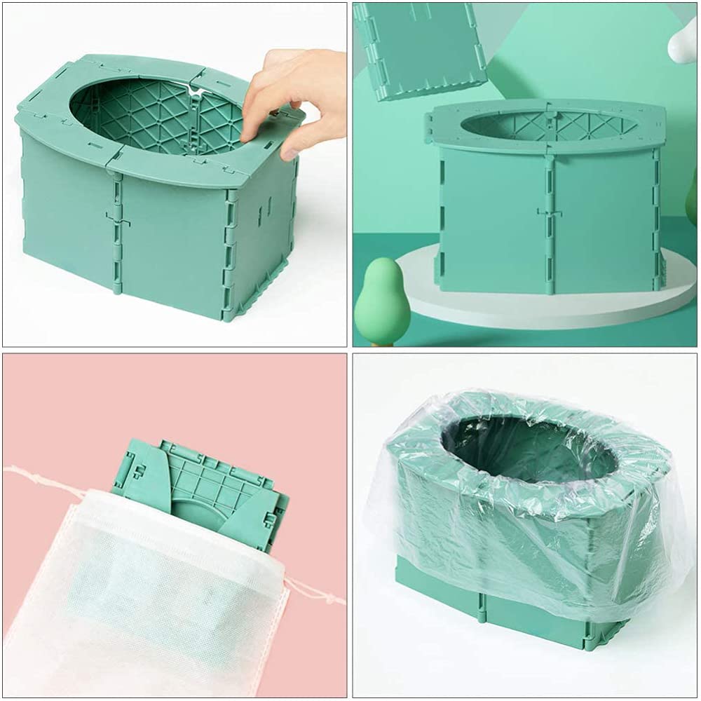 Toilette per Bambini Portatile, Vasino da Bagno per Bambini, Vasino Portatile da Viaggio Sedile, Bambini Vasino da Viaggio, con Custodia e 15 Sacchi della Spazzatura, Toilette per Neonati e Bambini