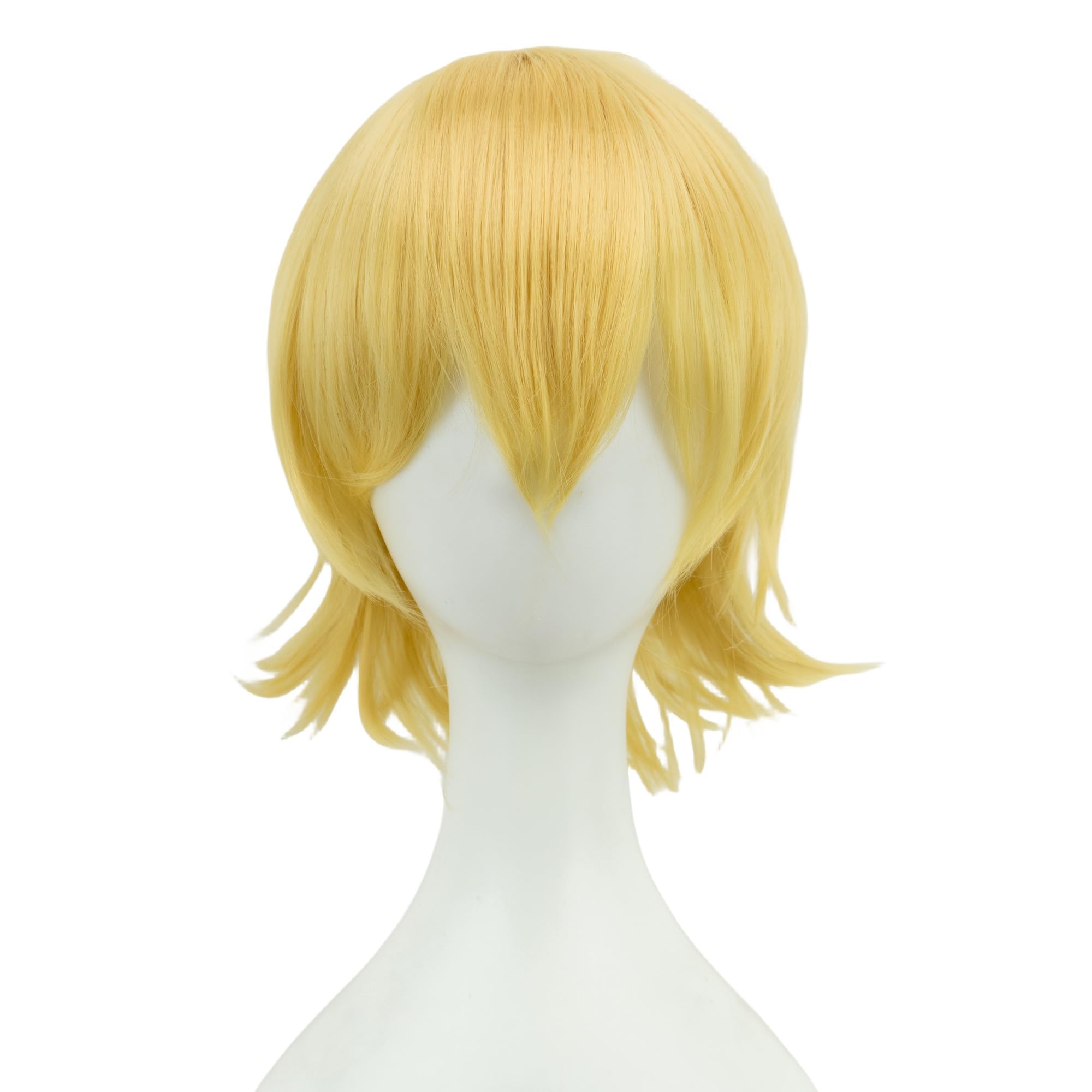 IMISSU Unisex Short Hair Party Wig with Bangs Halloween Costume Wigs (Yellow) - Image 2