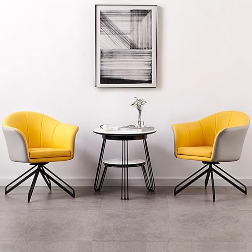 Miniatura 2 de WIGSELBL Silla de escritorio de oficina sin ruedas, sillón de respaldo medio, moderno, giratorio, silla de tocador, asiento ancho, silla de trabajo