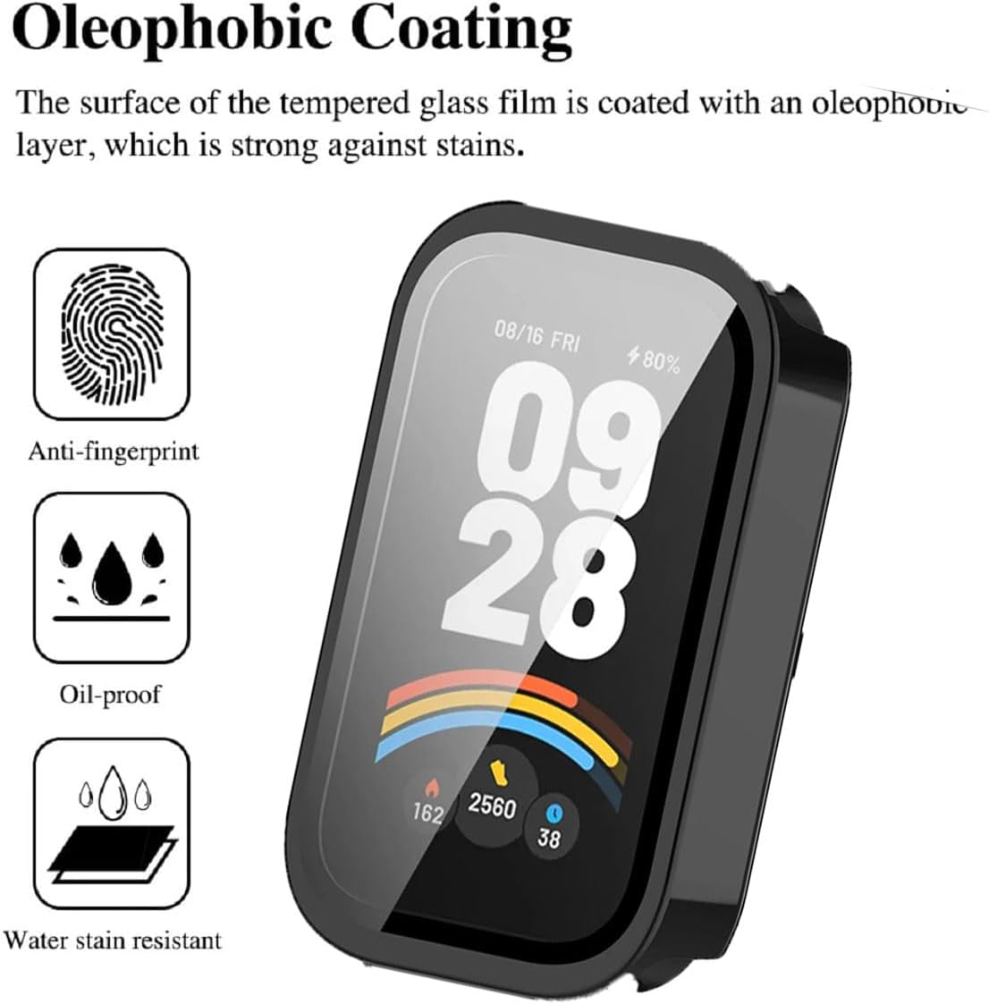 Capa Case Bumper Preto Com Película P/Xiaomi Smart Band 9 Active