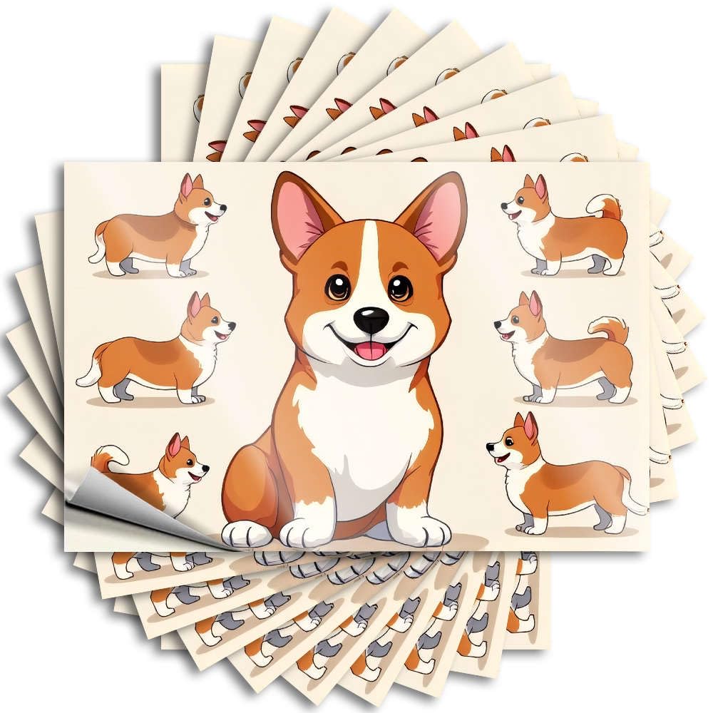 Fzfn Men's Colour Quote Bedroom Door Decorations Vinyl Sticker | A Cute Cartoon Corgi In Various Poses. Funky For Halloween Use(12X18cm)