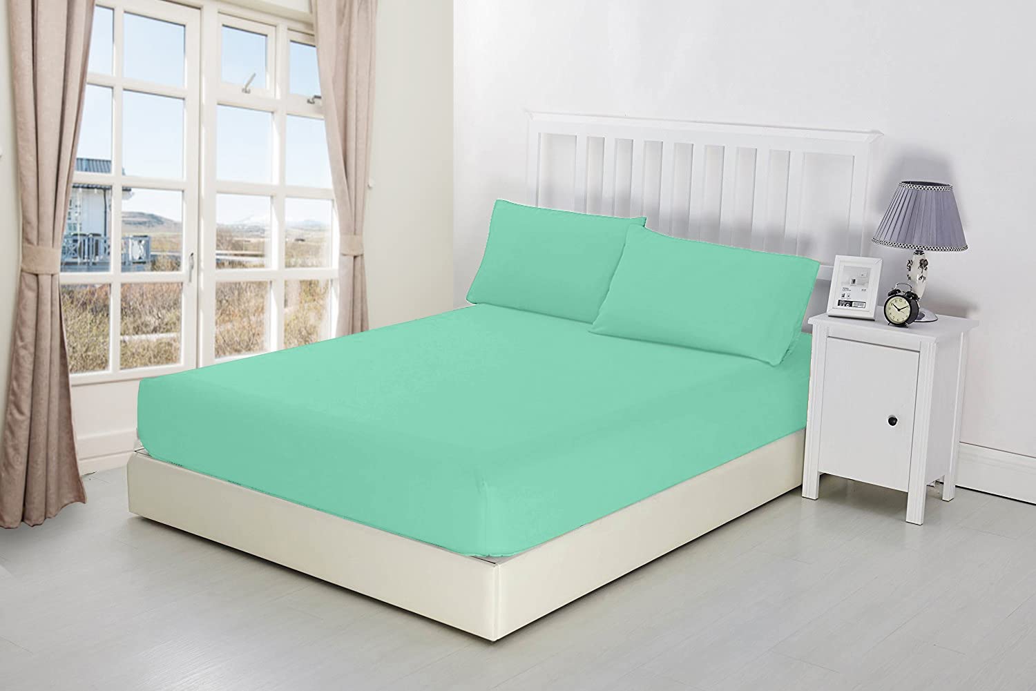Extra Deep Fitted Sheets 16"/40CM Deep Luxury Percale in 15 Colours (Duck Egg, Super King)