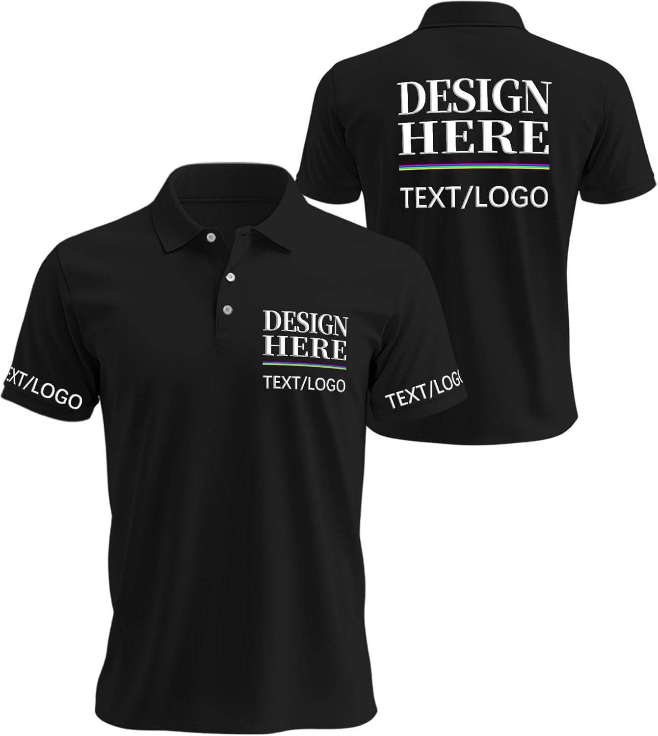 Custom Polo Shirts for Men Women, Personalized Golf Shirts with Text/Logo/Photo, Bulk Customized Business Polo Shirt