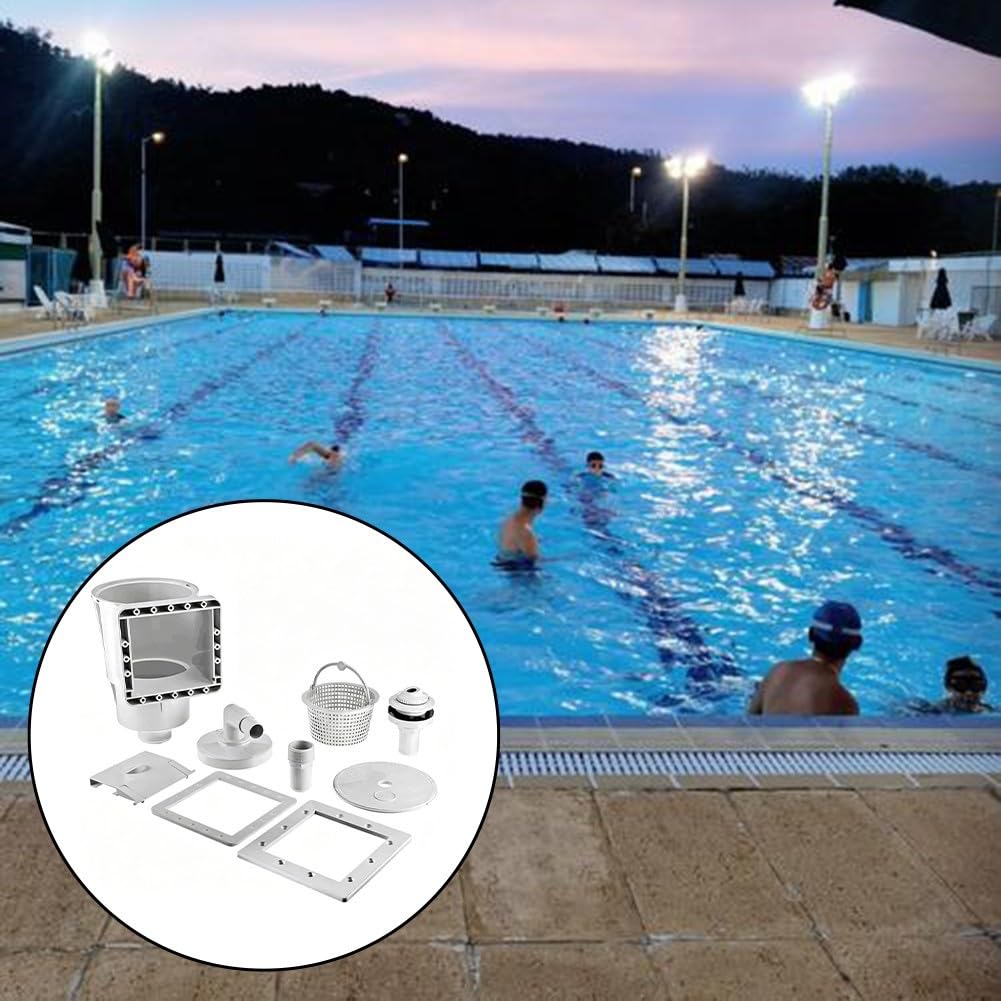 Efficiente skimmer galleggiante per piscine con cestello filtro integrato per raccogliere foglie e detriti per piscine fuori terra o in terra, bianco