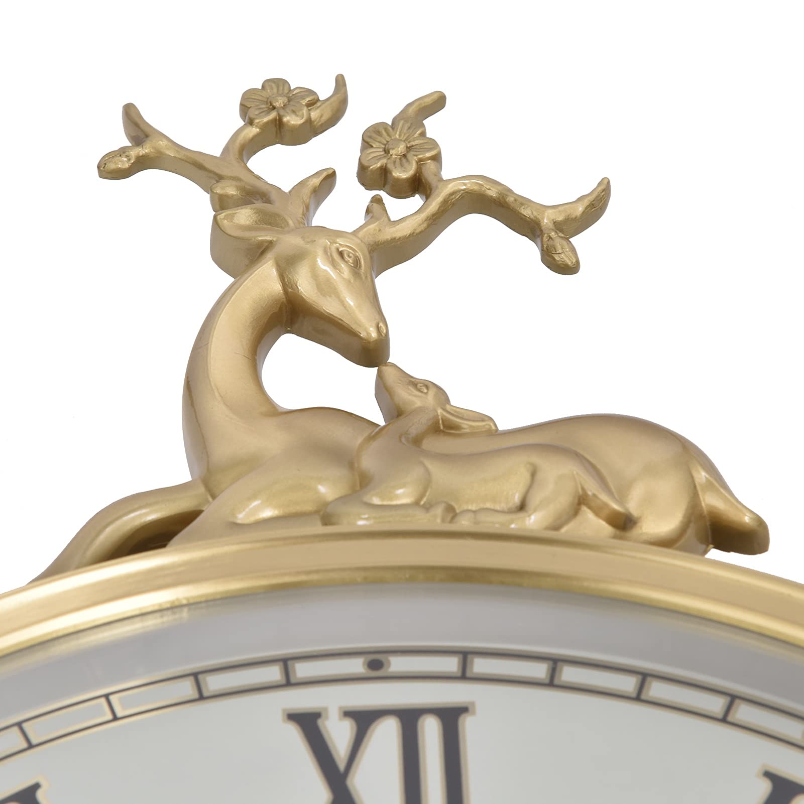 VBESTLIFE Reloj De Decoración De Estilo Europeo, Lujoso Sentido Artístico Sin Tictac, Reloj Redondo Retro De Cobre Puro con Pilas, Ideal para La Decoración del Hogar
