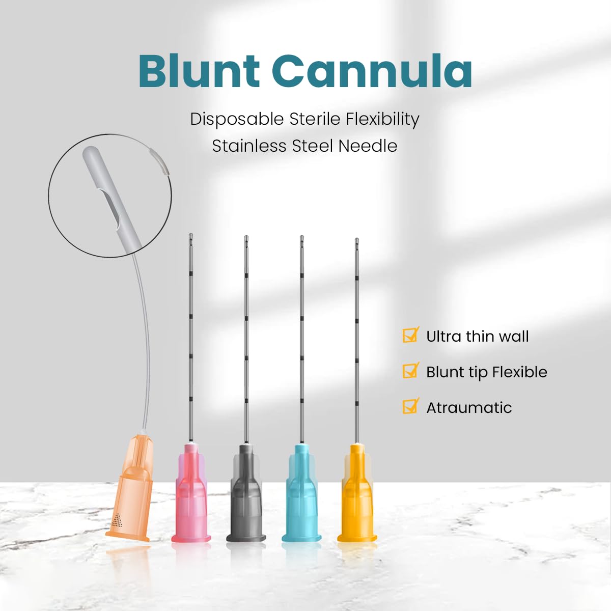 Blunt Cannula Face And Body Blunt Tip Micro Cannula Needl For Fillers Injection 20pcs (18G 100MM)