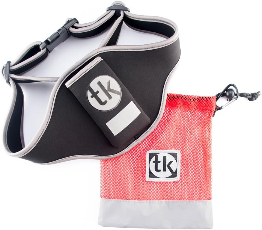 Microphone vertical WAIST carrier adjustable sweat absorbent Neoprene mic belt TK with FREE BONUS mesh carry bag, perfect for fitness/spin/yoga/pilates teachers