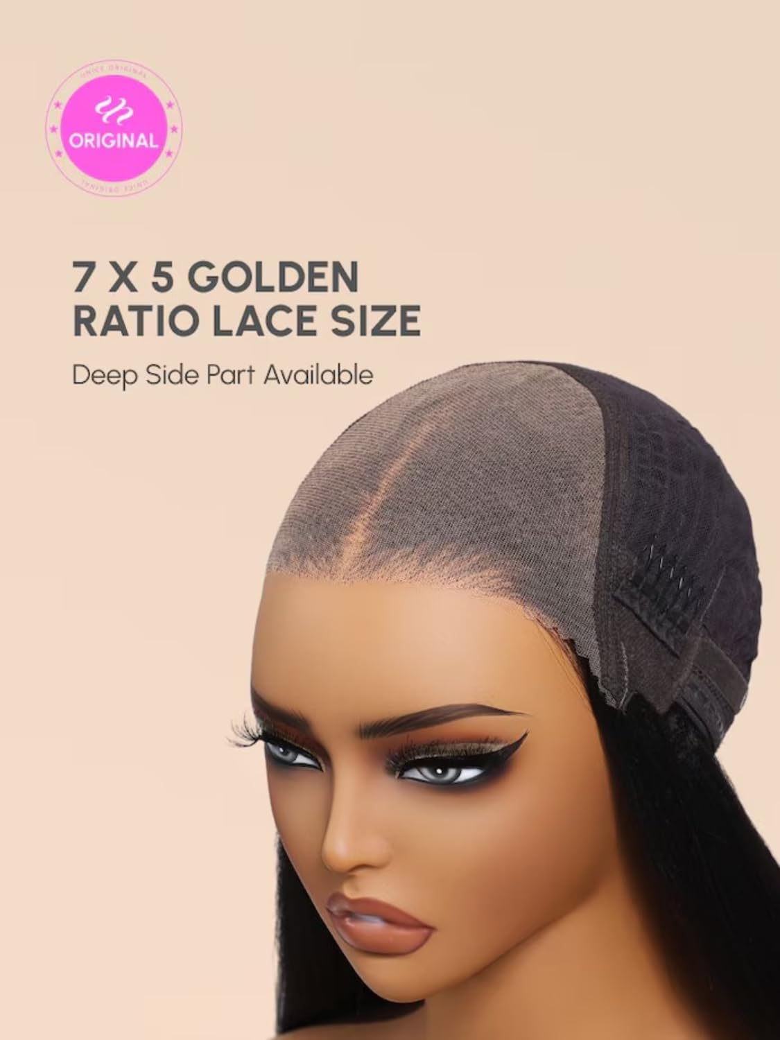 UNICE Loose Wave 7x5 Lace Front Wigs Human Hair with Curtain Bangs Bye Bye Knots Glueless Human Hair Wig Pre Plucked Pre Cut Bleached Knots Put on and Go Wig for Women 180% Density 18 Inch