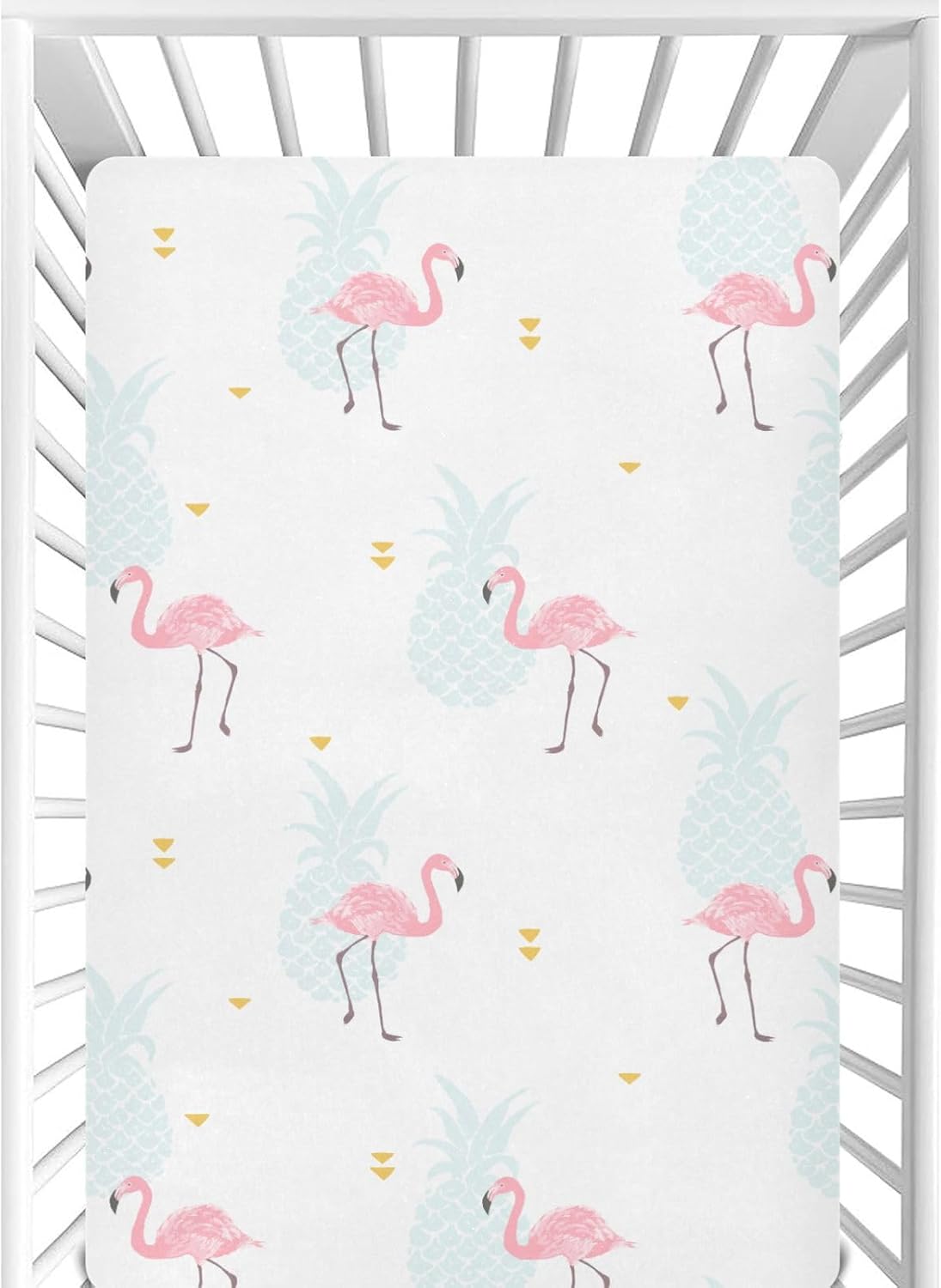 CaTaKu Baby Crib Sheets Cute Pineapple Flamingo Hawaii Mini Crib Sheets Fitted for Girls Boys,Neutral Soft Toddler Mattress Bed Sheets for Crib,28"x 52"