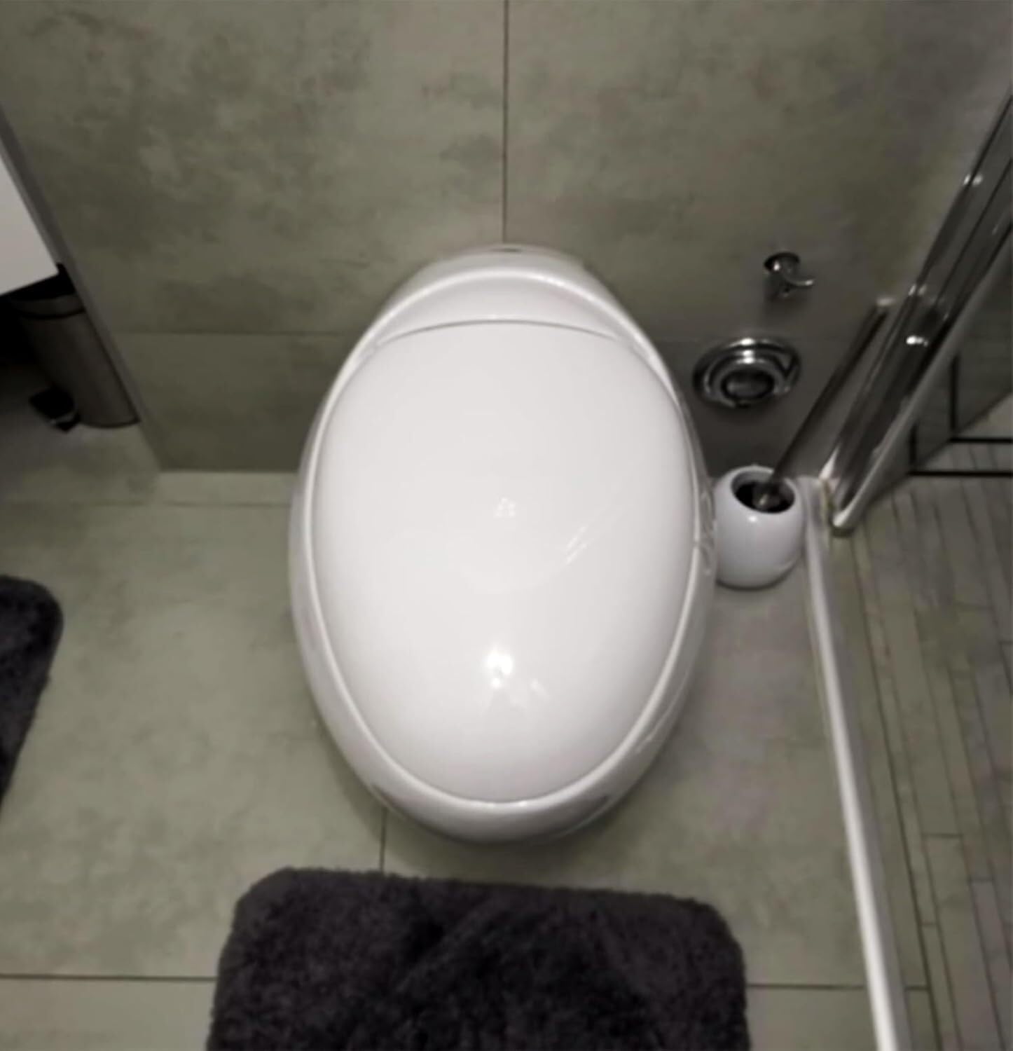 Tavoletta copri WC con abbassamento automatico e sgancio rapido, forma rotonda, forma a uovo, in plastica, facile da inserire, ideale per bagni moderni