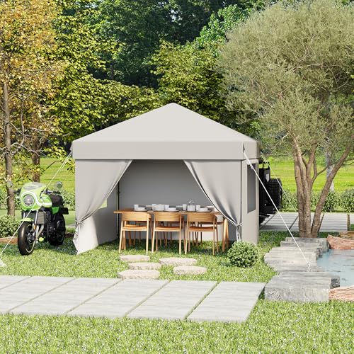 10x10 Pop Up Canopy Tent with 4 Sidewalls, Easy Up Camping Tent with One Button Push Setup, 3 Adjustable Height Outdoor Party Tents with 4 Weight Bags for Outdoor Events, Camping, White by MegaChoice - Image 3