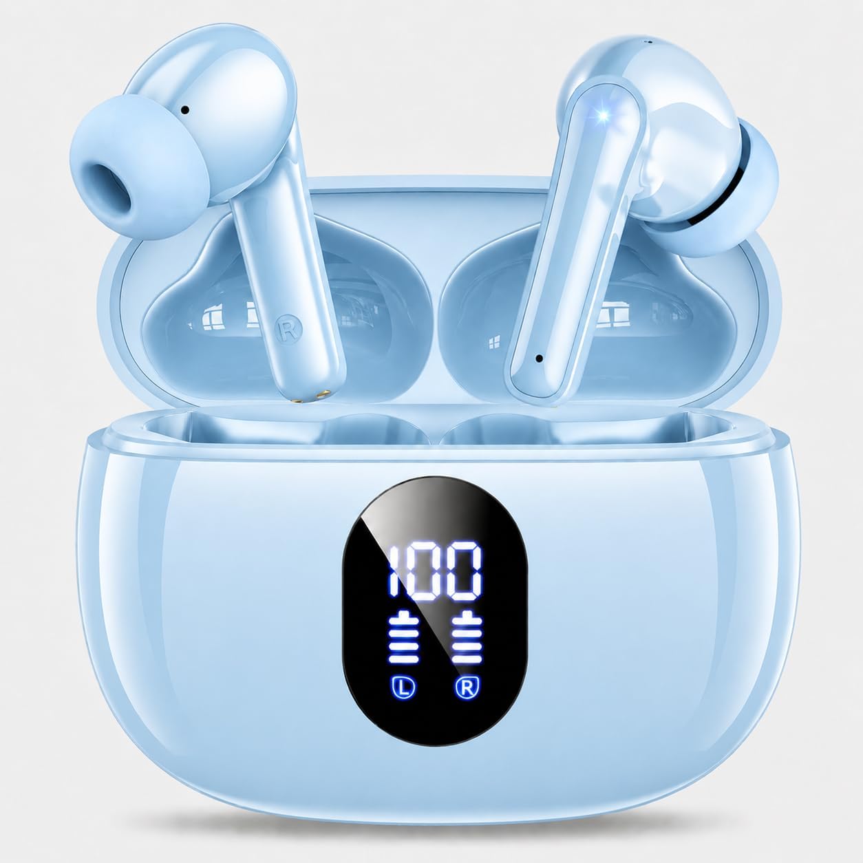 ZZU Wireless Earbuds, 2025 Ear Buds with Big Bass Stereo Sound, Lightweight Bluetooth Earbuds with 48 Hours Playtime, in-Ear Fit Earphones, IPX7, Hands-Free Calls with AI for iPhone, Android, Pad