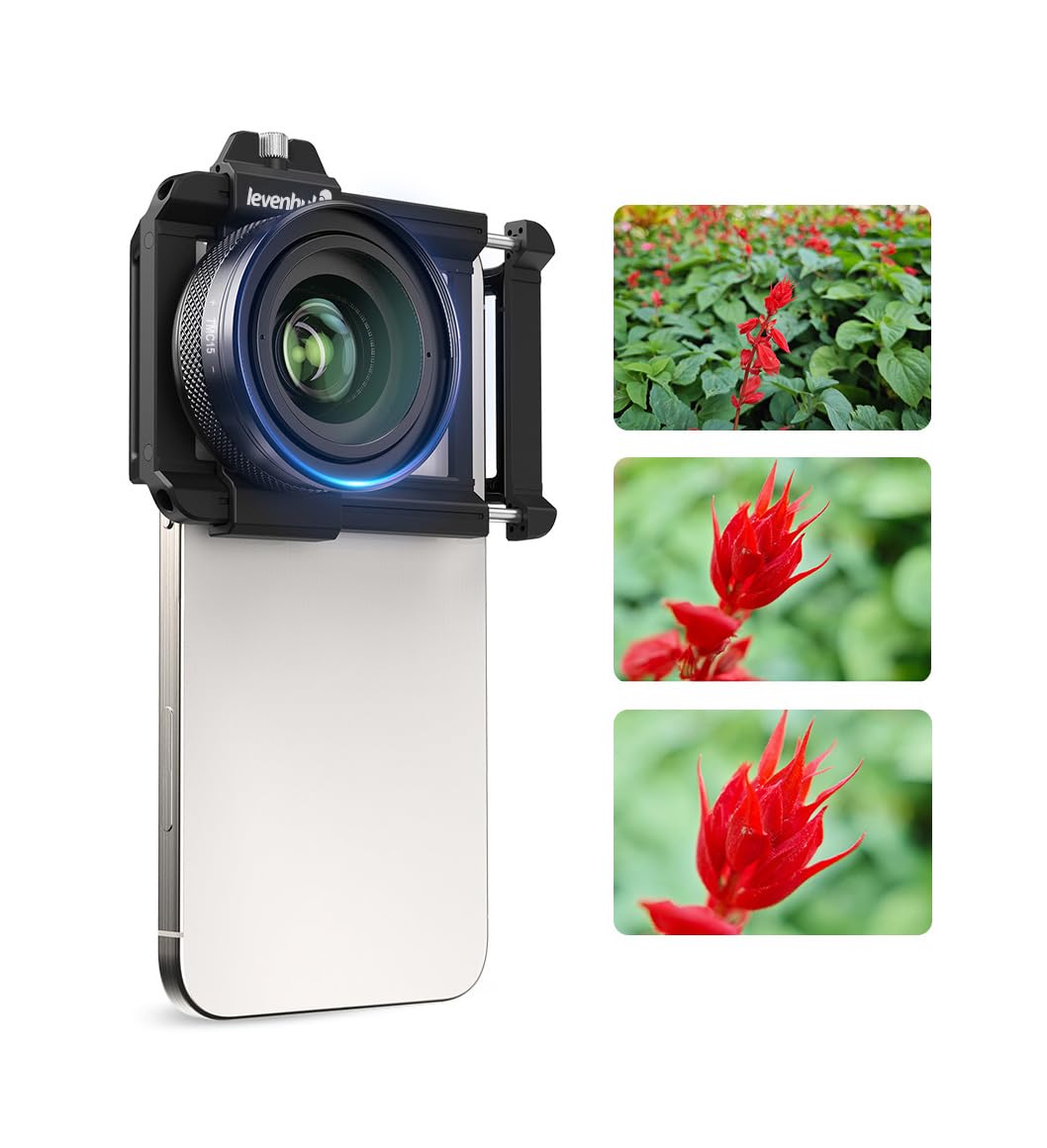 Levenhuk Kelvin TMC15 Microscopio Smartphone 10-20x Aumento Óptico, Lente Macro con Clip para Fotografía Primer Plano, Distancia Enfoque 1,5cm, Ultraligero, Accesorios Incluidos | Levenhuk - ref. 86479 - 5905555027807 - MarrÃ³n