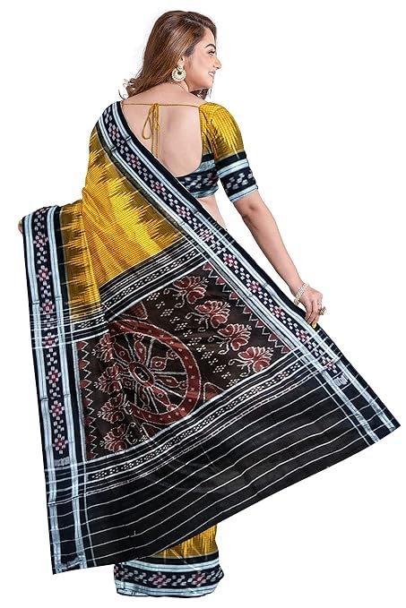 Image of Sambalpuri Cotton Saree of Odisha Ikkat Orissa Traditional Handloom Sari | Bomkai | Pata | Nuapatana | Sambalpuri Saree | Khandua Patta Sare | Without Blouse JH965