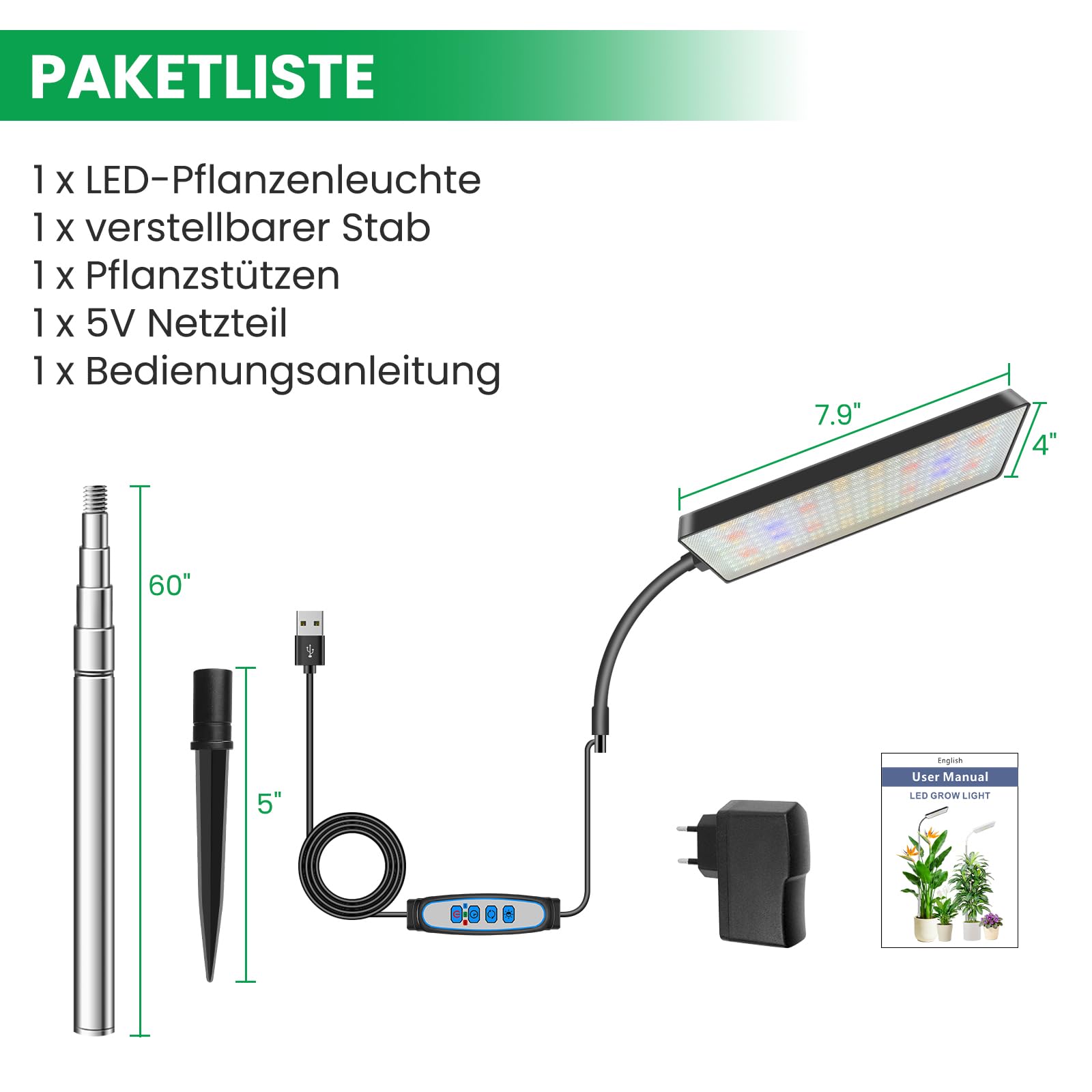 Lampe de croissance LED à spectre complet pour plantes d'intérieur, 153 LED pour plantes d'intérieur, lampe de croissance avec 3 modes d'éclairage, 5 niveaux de luminosité, hauteur réglable