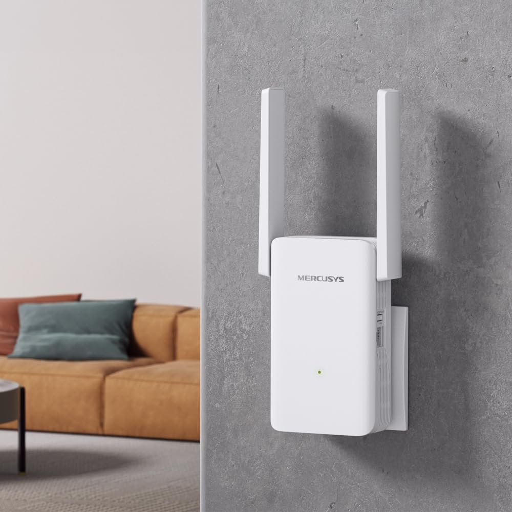 Mercusys ME80X AX3000 WiFi 6 Internet Booster con 2 antenne regolabili ad alto guadagno, WiFi Exender Booster, TP link Wifi Extender, connessione Gigabit cablata, EasyMesh, controllo app, funziona con