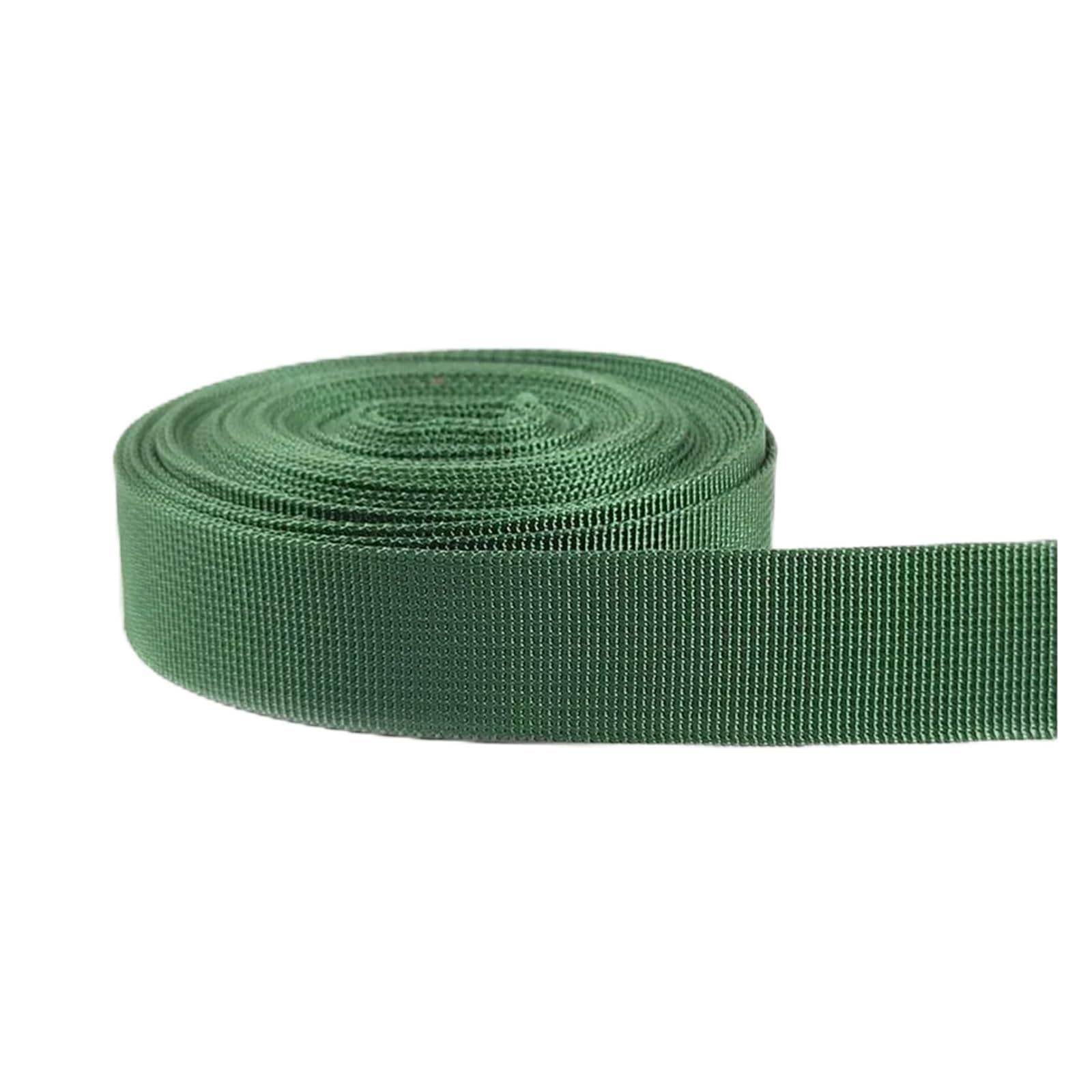 nylonowe taśmy, Taśma parciana nylonowa wielokolorowa o długości 5 metrów 25-50mm do szycia pasów, klamer pasków(Grassgreen,25mm)