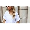 MIHOLL-Womens-Short-Sleeve-V-Neck-Shirts-Loose-Casual-Tee-T-Shirt MIHOLL Womens Shirts Casual Tee Shirts V Neck Short Sleeve Loose Fits Tops Blouses (White, Medium)