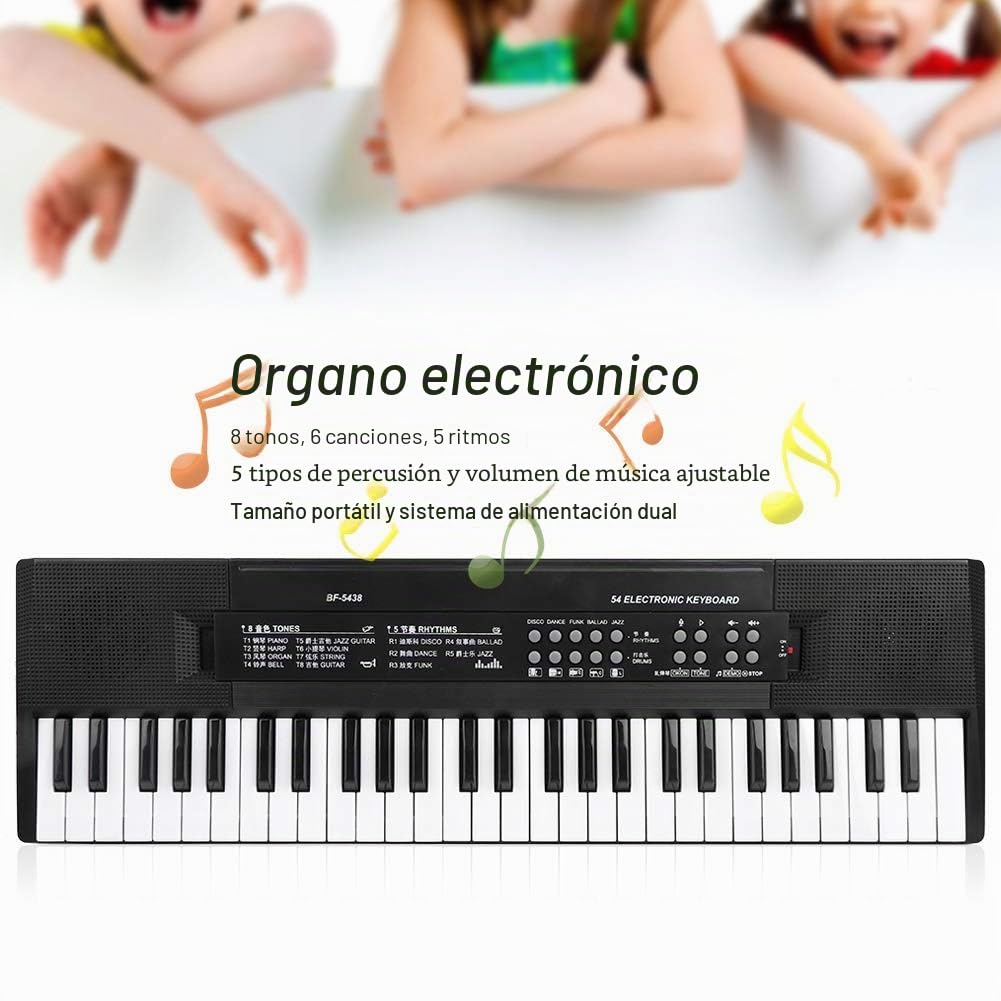 Teclado de piano digital Teclados de electrónico 54 teclas con micrófono función de grabación para uso en interiores exteriores