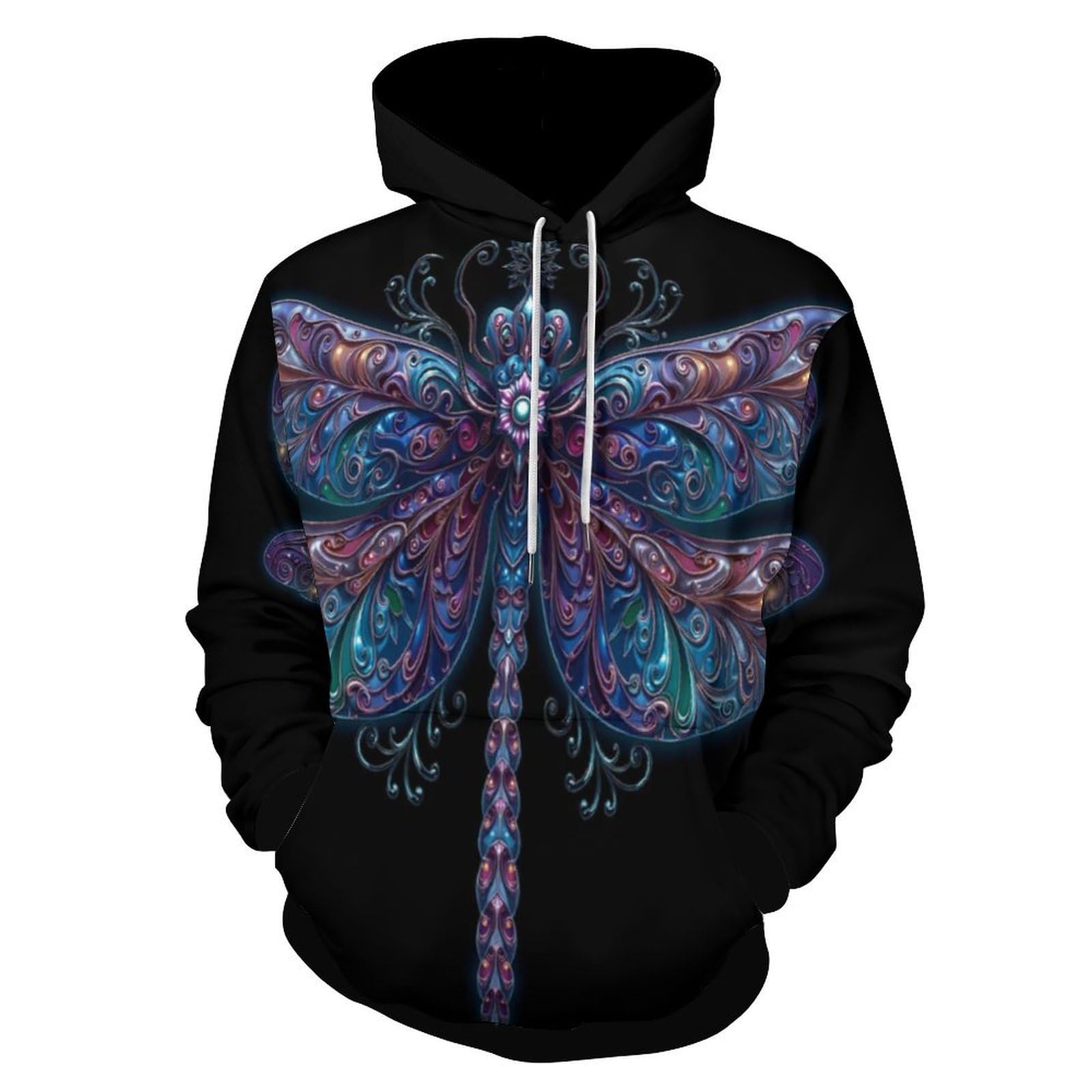 Pull à capuche art fantastique idée cadeau originale sweat libellule unisexe - 8