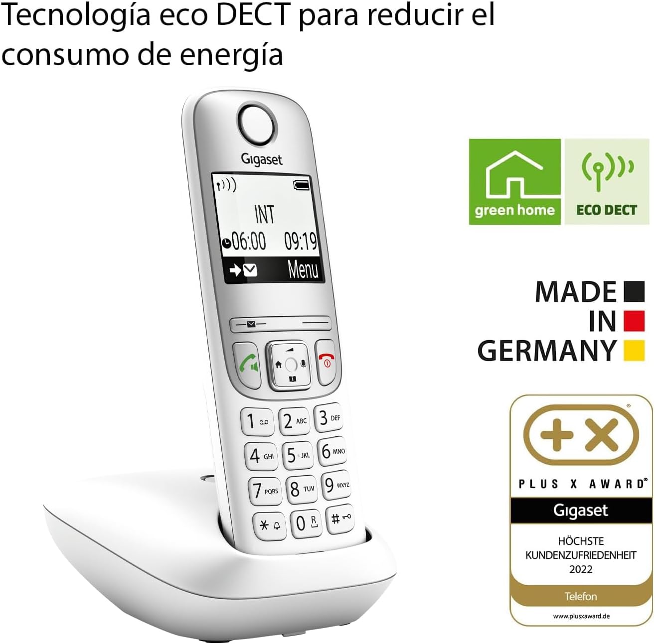 Gigaset A690 – Teléfono DECT Inalámbrico – Pantalla Gráfica en Blanco y Negro Iluminada – Dígitos Grandes – Garn Autonomia, Blanco [Versión Española] 6