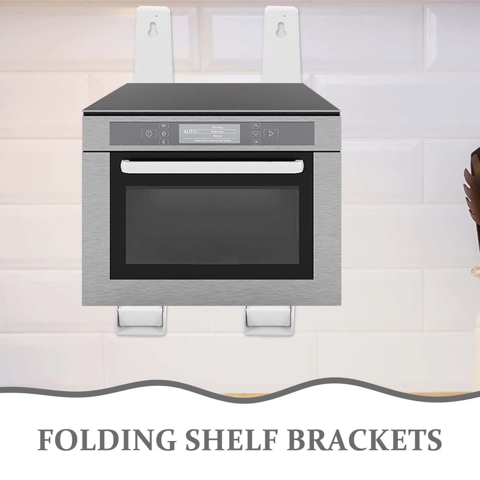 2piezas Soporte de Pared para Microondas de Acero Inoxidable Plegable Estante Extensible para Cocina Organizada y Ahorro de Espacio Resistente y Duradero