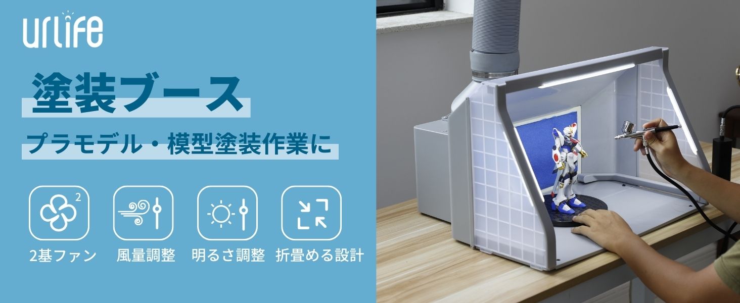Amazon.co.jp: urlife 塗装ブース 2基強力ファン LED照明付き スプレー