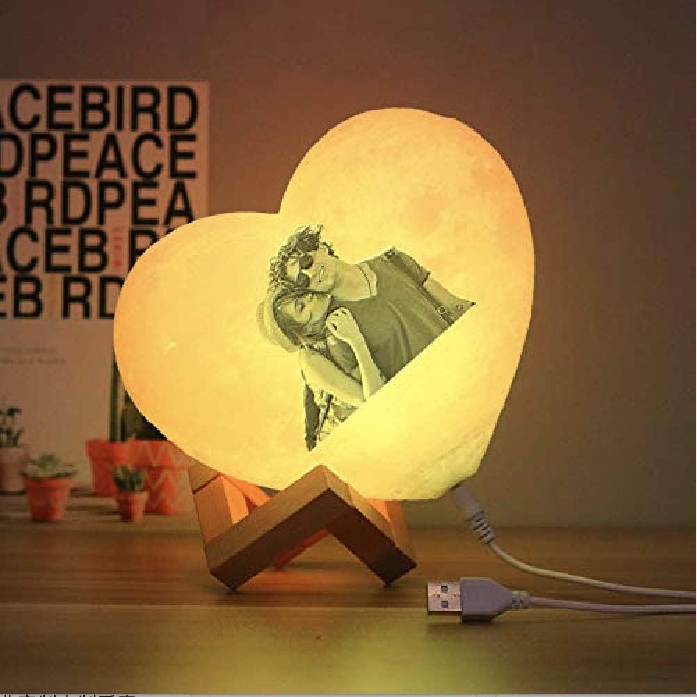 Personalisierte Mondlampe mit Foto und Text Benutzerdefinierte Herzlampe 3D-Mondlampe für Schlafzimmer Wohnzimmer dekorativ