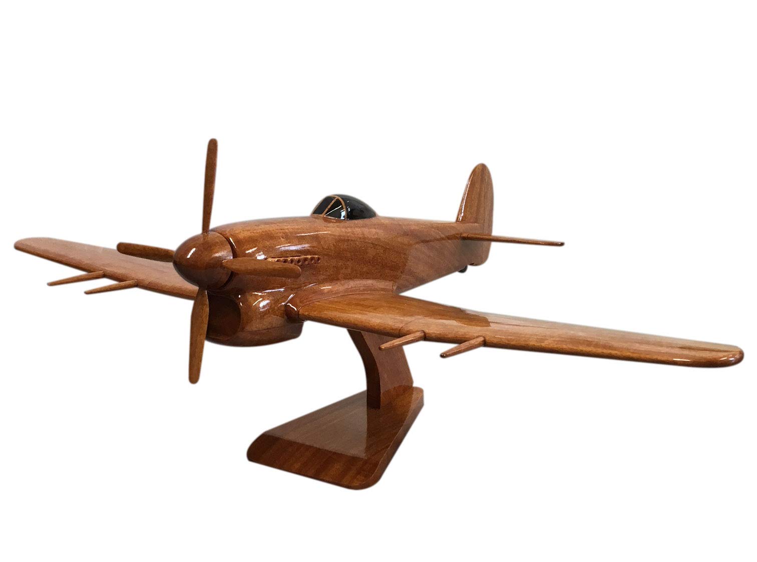 The Wooden Model Company Ltd Natural Wood With Black Detail. Hawker Typhoon Ww2 Raf Military Fighter Aircraft Executive Wooden Desktop Model.