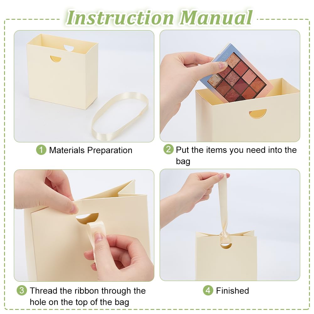 FREEBLOSS 12 Stück Dankeschön Geschenktüten Mit Schleifengriffen 6.1x3x5.7'' Papiergeschenktüten Für Hochzeiten Geburtstage Und Babypartys