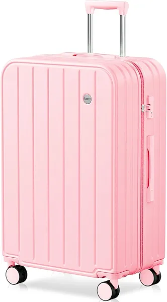 AnyZip Suitcase, Large 28 Inch Luggage with Wheels, PC ABS Lightweight Checked Luggage Hard Shell TSA Lock Luggage with Long-Term Travel (Pink)