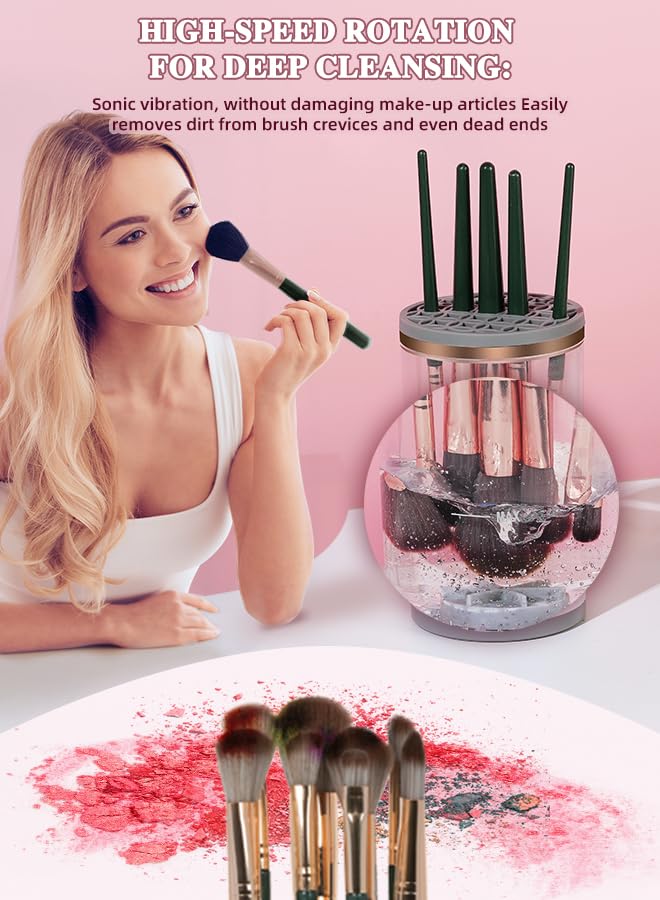 PRO Makeup Brush Cleaner, Electric Automatic Rotating Cosmetic Brush Cleaner, Portable Makeup Suitable for Use of the Size of the Makeup Brush - Image 3