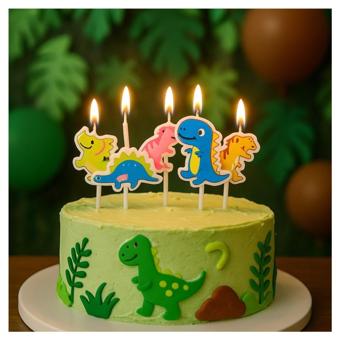 Wanna Party Dinosaur Theme Birthday Decoration-Dinosaur Theme Candles Set for Kids Birthday Celebration & Cake- Cup Cake Decoration-image-12