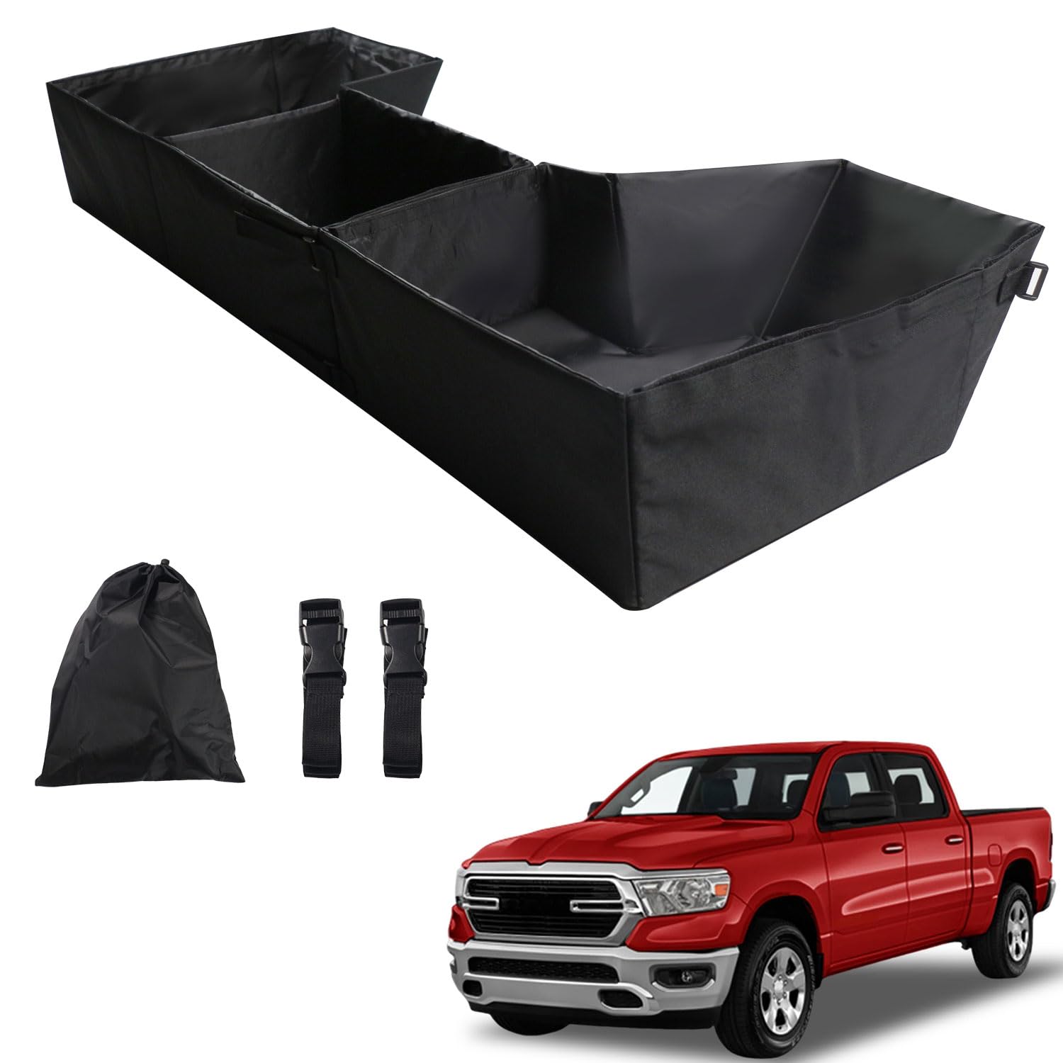 Faltbarer LKW-Untersitz-Stauraum 2019–2025 für Ram 1500 Crew Cab(New Body Style) für Ram 1500 Zubehör, LKW-Bett, Untersitz-Aufbewahrung, Organizer, LKW-Werkzeugkasten