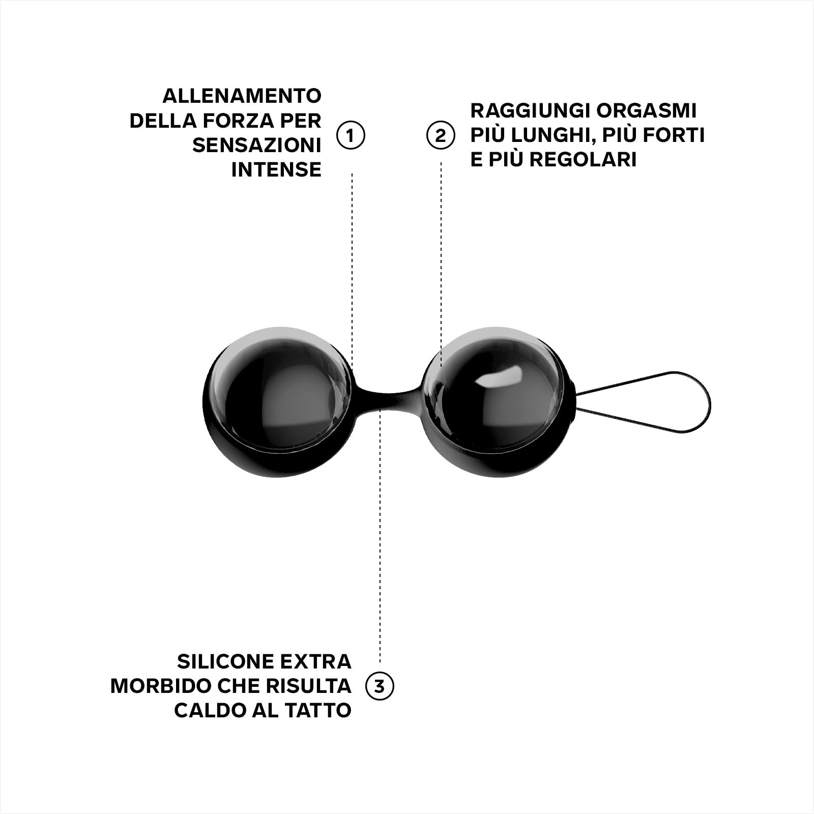 LELO Beads Noir Edizione premium di palline vaginali in silicone per esercizi di Kegel, Eleganti Kegel ball donna
