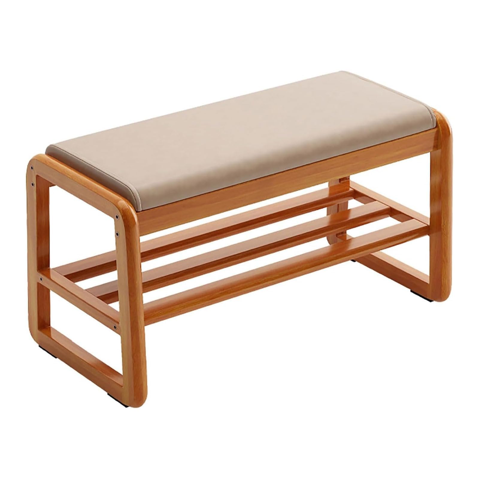 MSHGSKU Mid-Century Modern Shoe Bench with Upholstered Seat - Space-Saving Entryway Storage Solution