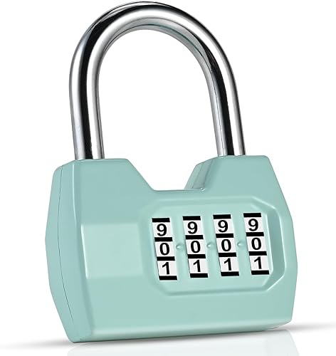 Miniatura 10 de Paquete de 4 cerraduras combinadas, 4 dígitos, candado de combinación impermeable para exteriores, para vallas, casilleros, cobertizos, gimnasio