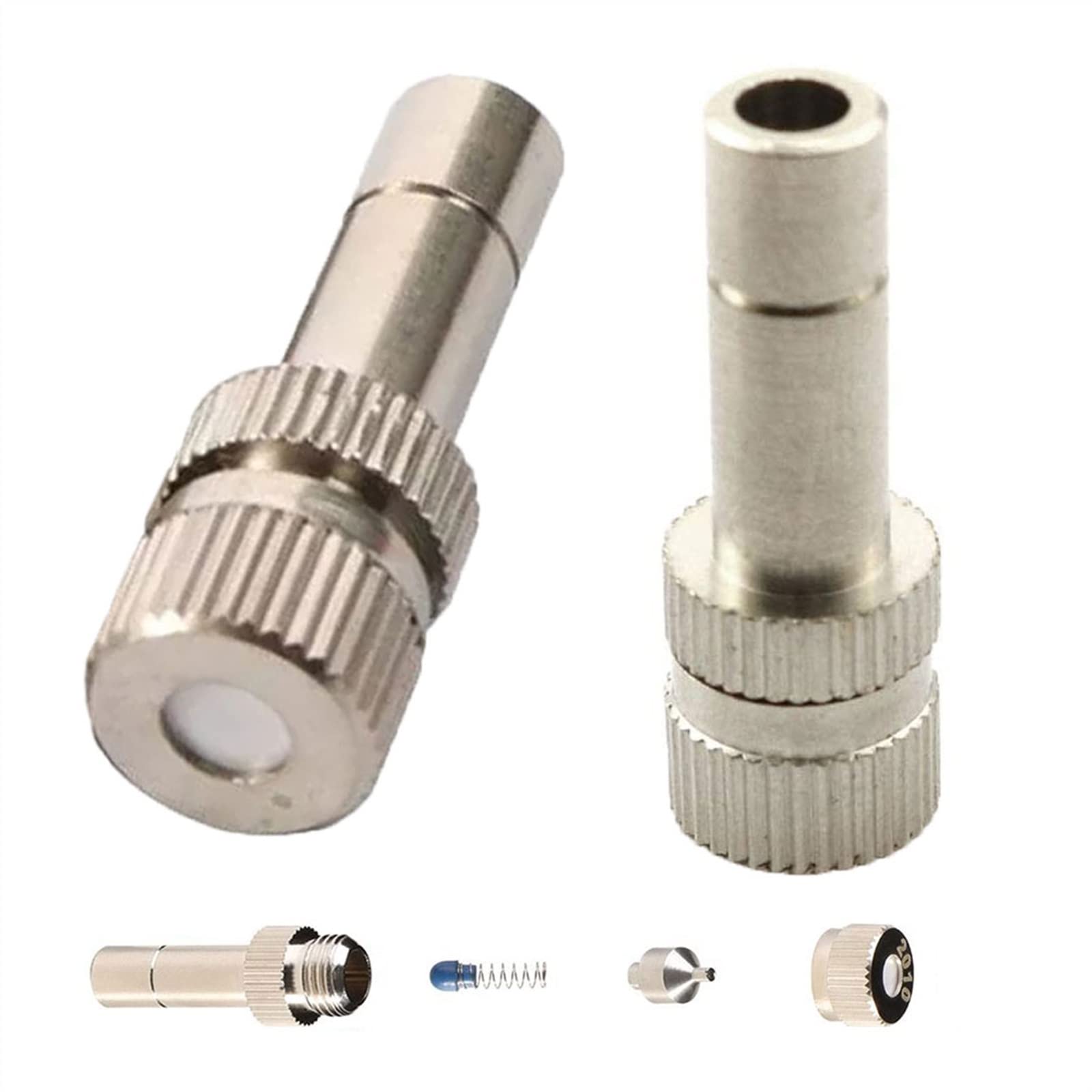 SOHNVWTGD 80PCS Cooling Brass Nozzles MicroMist Nozzle for Garden, Low Pressure Fog Sprinkler with 6MM Connection(0.6mm)