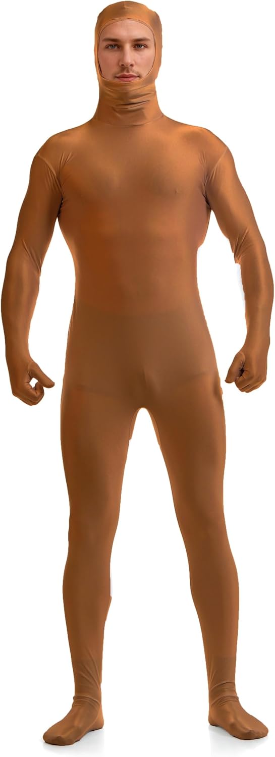 Sheface Men's and Women's Spandex Open Face Costume Bodysuit Stretchy Halloween Cosplay Face Open Body Suit