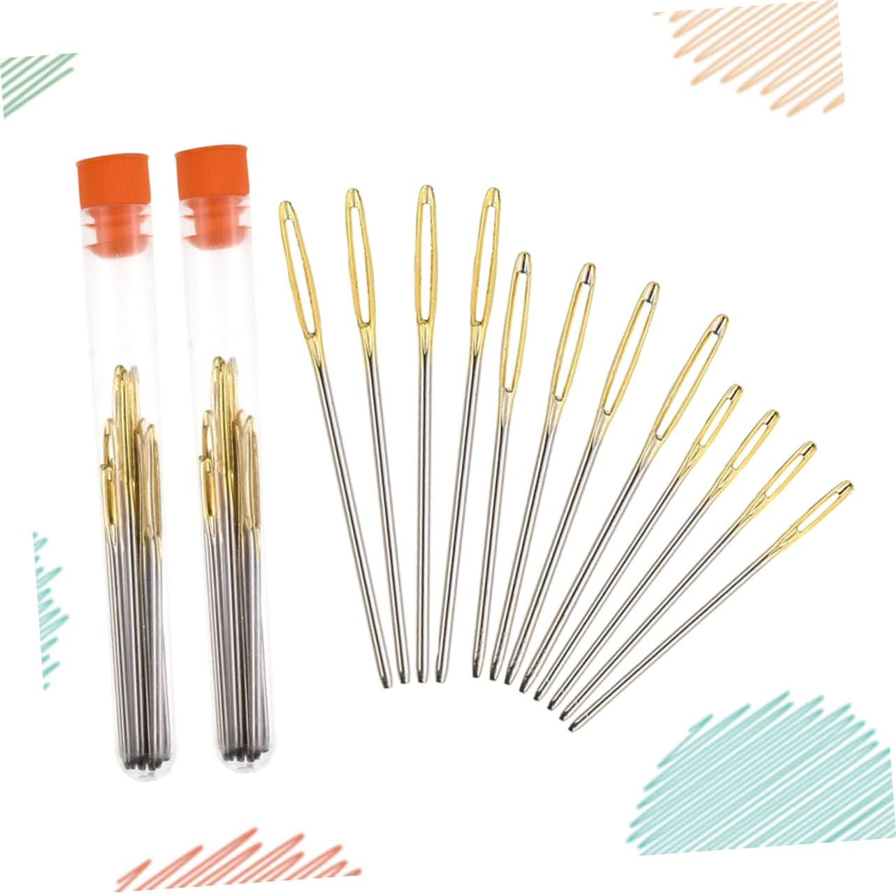 Tofficu 2sets Stainless Steel Large Hole Blunt Needles for Weaving and Sewing Storage Bottle for Hand Sewing and Knitting Projects