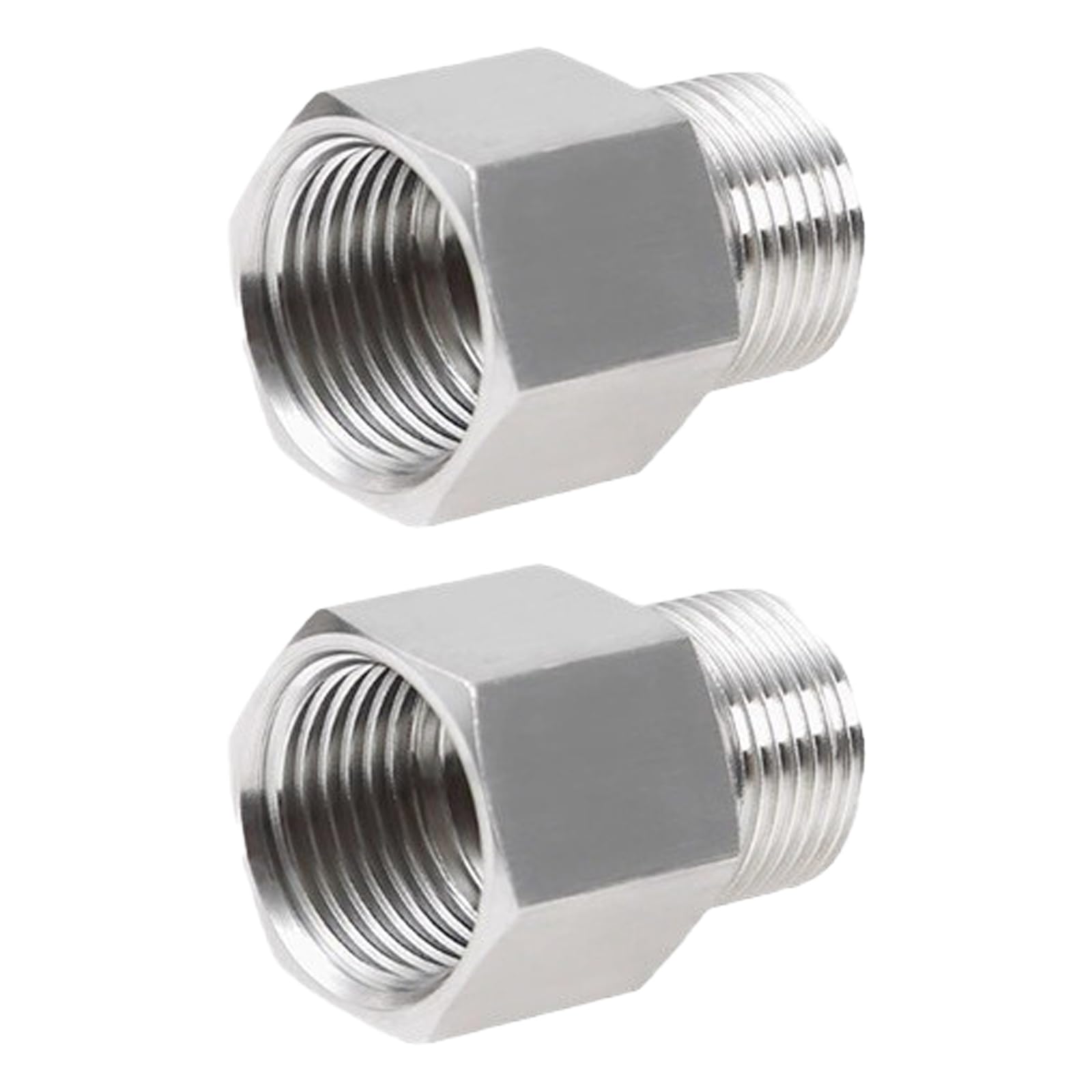 2Pcs High Strengths Sturdy Stainless Steel Coupling G1 / 8 Internal to External Thread for Multiple Piping Systems Pipe Fittings