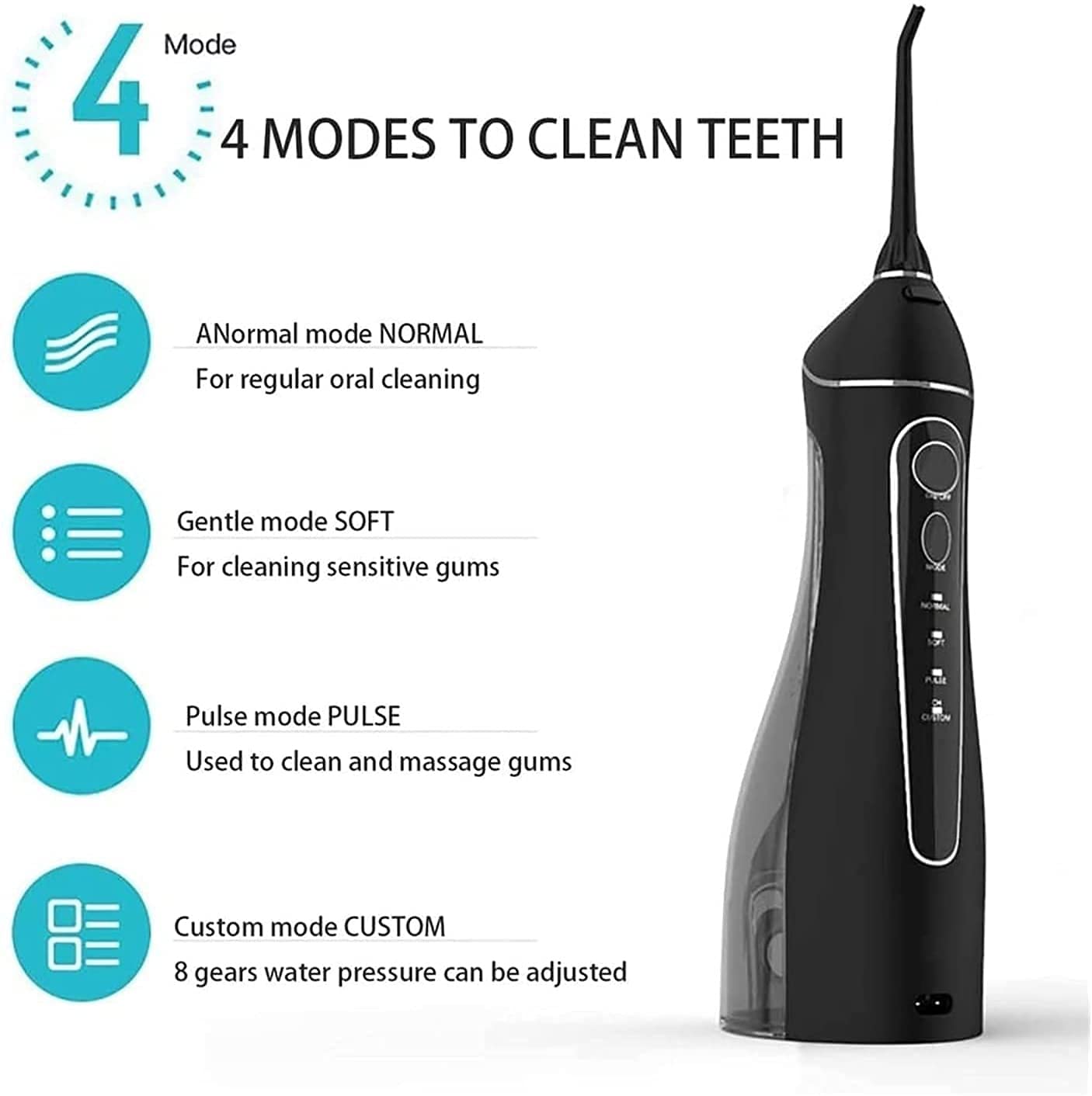 Flosser d'eau sans fil pour les dents, 20 0ML Irrigateur oral dentaire professionnel, portable et rechargeable IPX7 Nettoyant imperméable, nettoyeur de dents pour les voyages à la maison, les ac