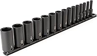 Vista 7 de TEKTON Juego de dados de impacto de 6 puntos profundos de 3/8 pulgadas con riel, 12 piezas (0.315-0.748 in) SID91103