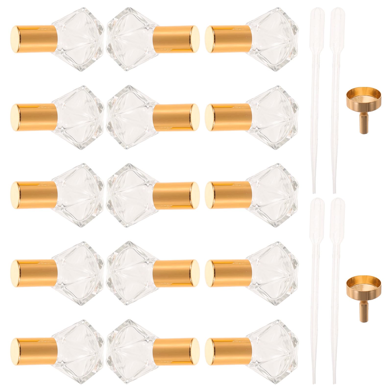 Abaodam 36 Pezzi Bottiglia Roll-on per Oli Essenziali a Stella a 5 Punte 8ml, in Metallo e Vetro, con Sfera in Acciaio, Tappo Dorato, con Imbuto e Contagocce, per Viaggio e Aromaterapia